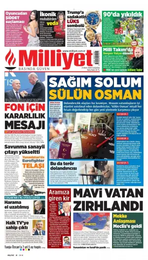 Milliyet gazetesi ön sayfası