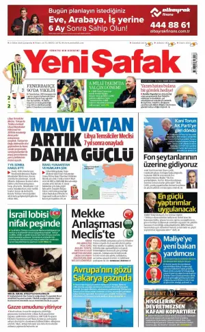 Yeni Şafak gazetesi ön sayfası