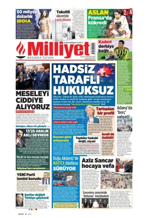 Milliyet gazetesi ön sayfası
