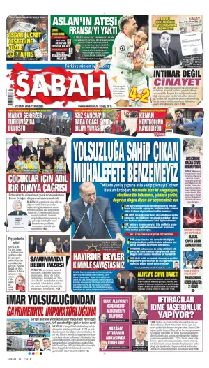Sabah gazetesi ön sayfası