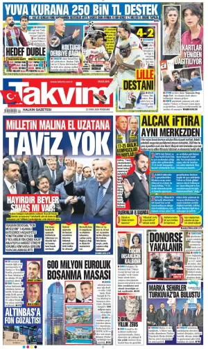 Takvim gazetesi ön sayfası