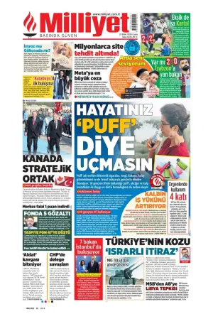 Milliyet gazetesi ön sayfası