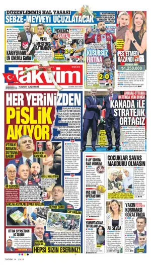 Takvim gazetesi ön sayfası