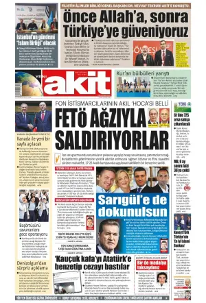 Yeni Akit gazetesi ön sayfası