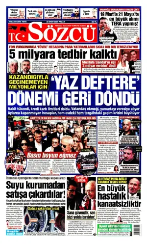 Sözcü gazetesi ön sayfası