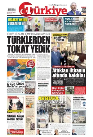 Türkiye gazetesi ön sayfası
