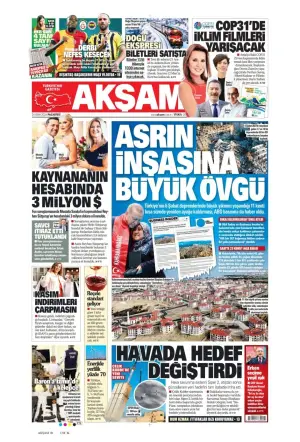 Akşam gazetesi ön sayfası