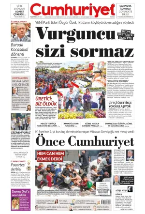 Cumhuriyet gazetesi ön sayfası