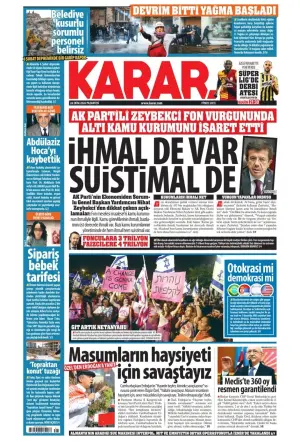 Karar gazetesi ön sayfası