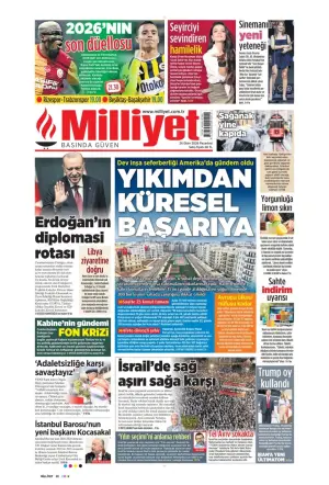 Milliyet gazetesi ön sayfası