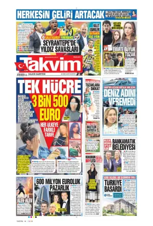Takvim gazetesi ön sayfası