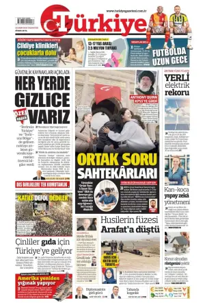 Türkiye gazetesi ön sayfası