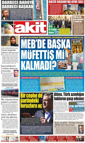 Yeni Akit gazetesi ön sayfası