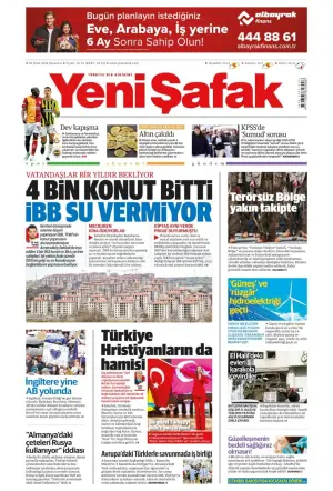 Yeni Şafak gazetesi ön sayfası