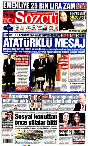 Sözcü gazetesi ön sayfası