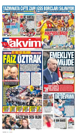 Takvim gazetesi ön sayfası