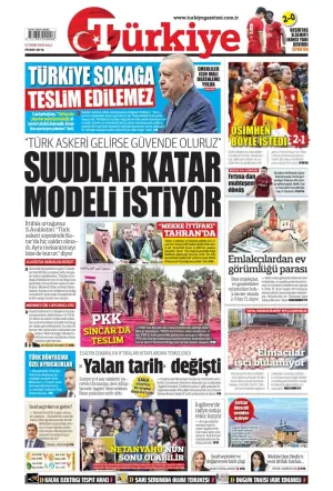 Türkiye gazetesi ön sayfası