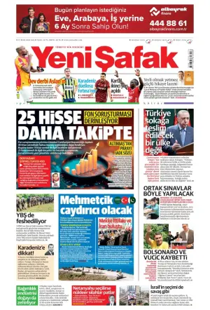 Yeni Şafak gazetesi ön sayfası