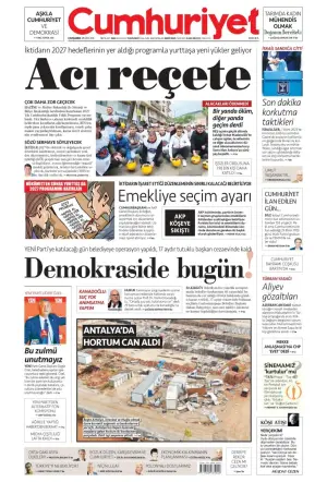 Cumhuriyet gazetesi ön sayfası