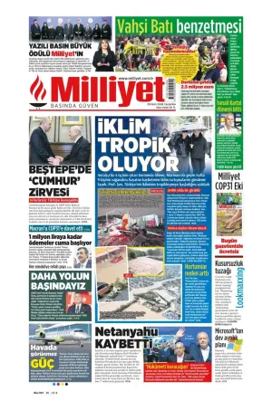 Milliyet gazetesi ön sayfası