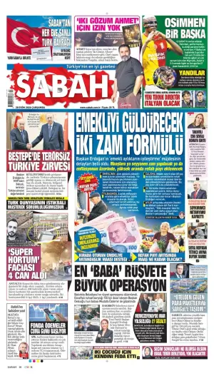 Sabah gazetesi ön sayfası