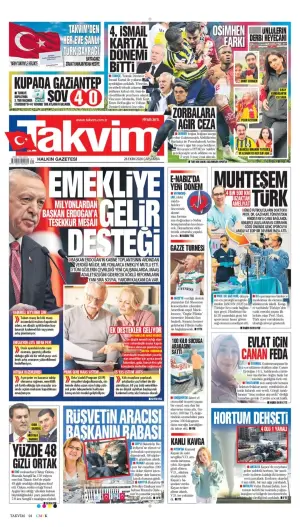 Takvim gazetesi ön sayfası