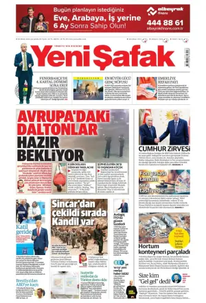 Yeni Şafak gazetesi ön sayfası