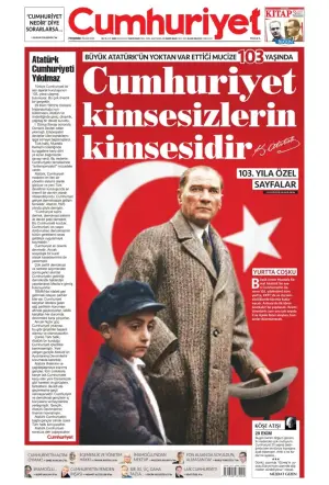 Cumhuriyet gazetesi ön sayfası
