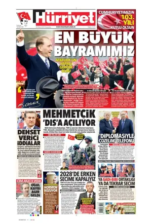 Hürriyet gazetesi ön sayfası