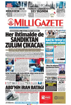 Milli Gazete gazetesi ön sayfası
