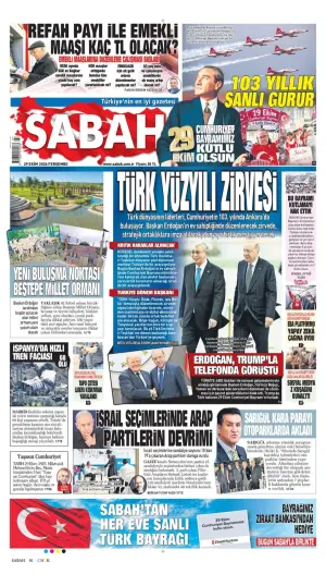 Sabah gazetesi ön sayfası