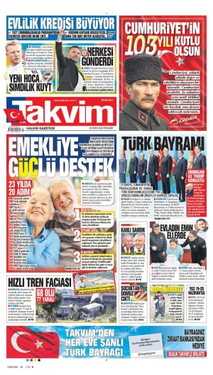 Takvim gazetesi ön sayfası