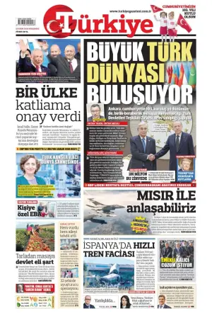 Türkiye gazetesi ön sayfası