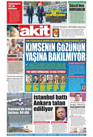Yeni Akit gazetesi ön sayfası
