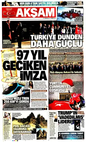 Akşam gazetesi ön sayfası
