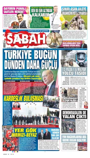 Sabah gazetesi ön sayfası