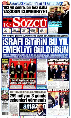 Sözcü gazetesi ön sayfası
