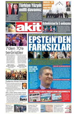 Yeni Akit gazetesi ön sayfası