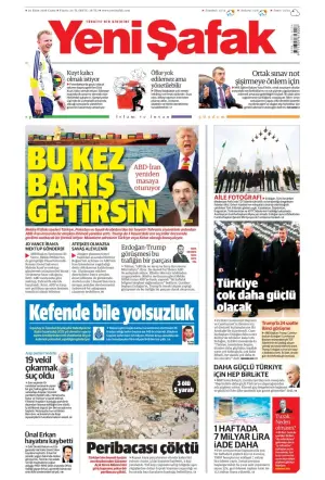 Yeni Şafak gazetesi ön sayfası