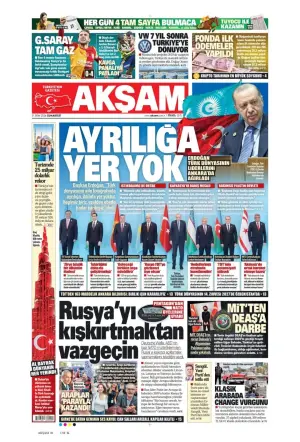 Akşam gazetesi ön sayfası