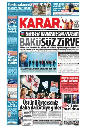 Karar gazetesi ön sayfası