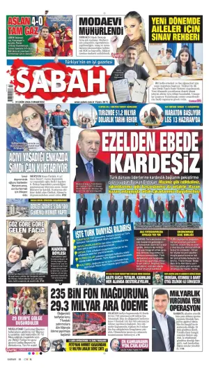 Sabah gazetesi ön sayfası
