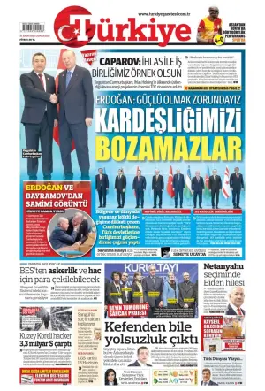 Türkiye gazetesi ön sayfası