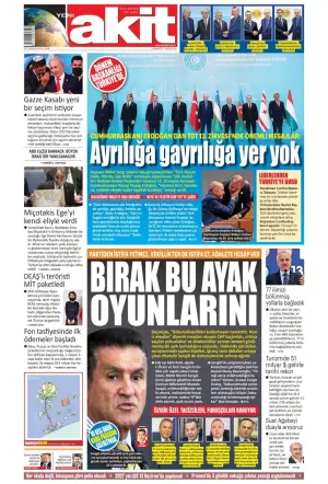 Yeni Akit gazetesi ön sayfası