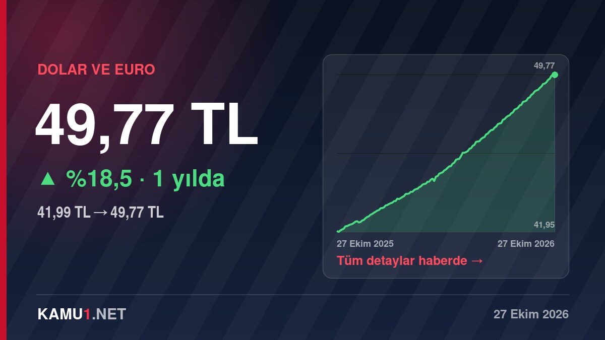 Dolar bir yılda %18,5 arttı, 49,77 TL ile son 12 ayın zirvesinde