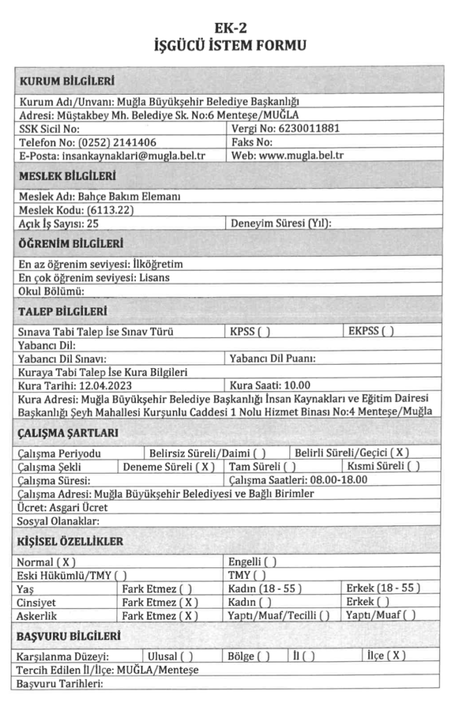 Muğla Büyükşehir Belediyesi işçi