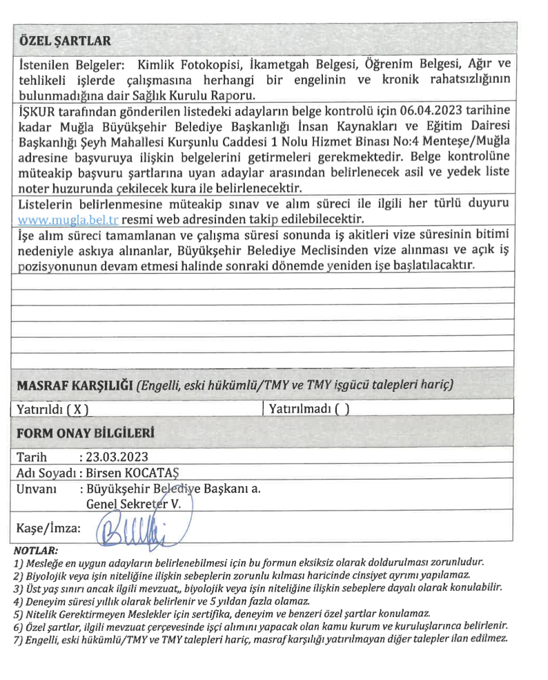 Muğla Büyükşehir Belediyesi işçi