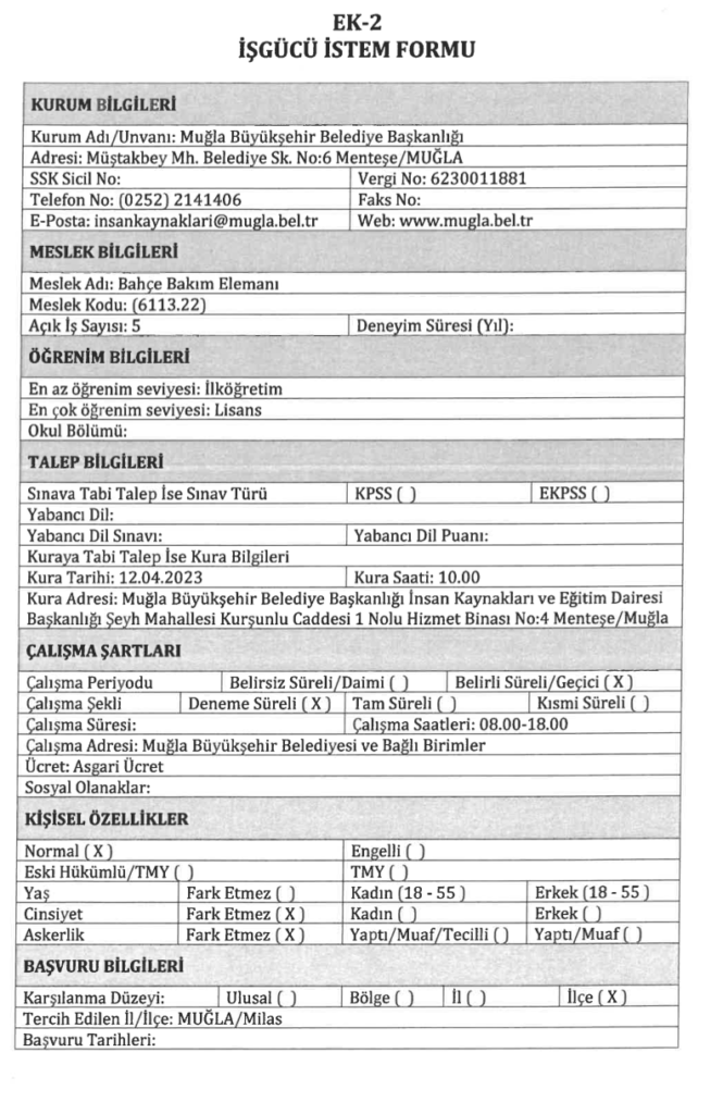 Muğla Büyükşehir Belediyesi işçi