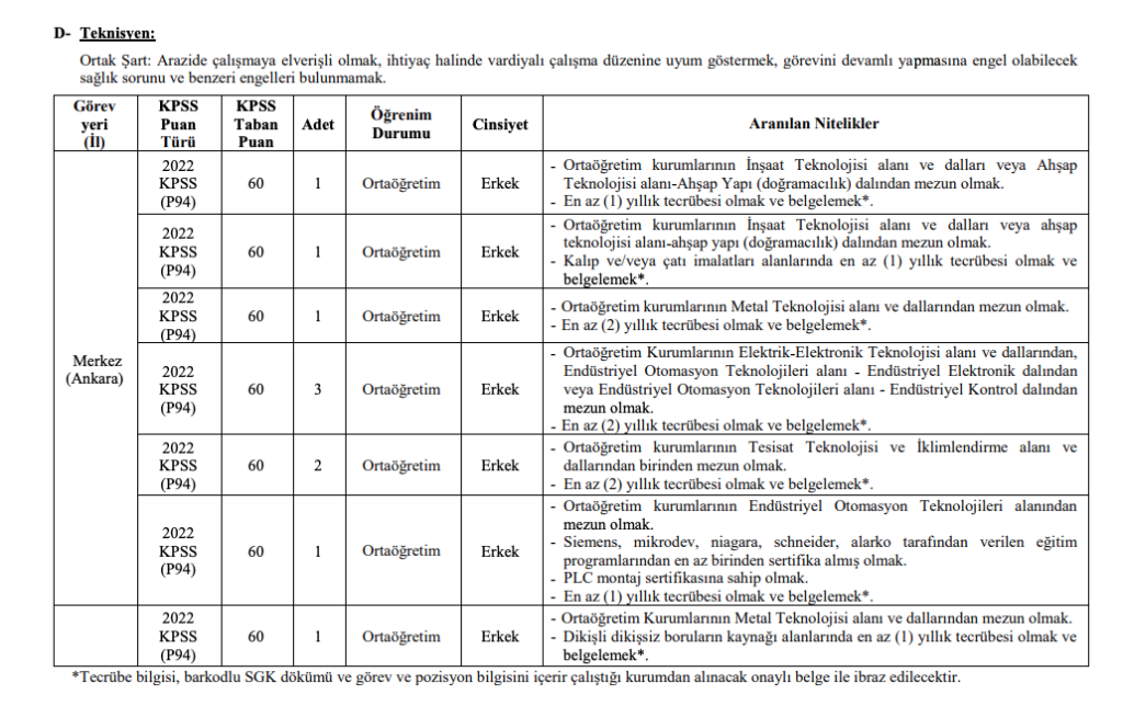 ODTÜ personel alımı