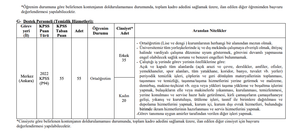 ODTÜ personel alımı